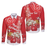 New Zealand Christmas In July Personalised Family Matching Long Sleeve Bodycon Dress and Hawaiian Shirt Funny Santa Sheep Meri Kirihimete Red LT14 Dad's Shirt - Long Sleeve Red - Polynesian Pride