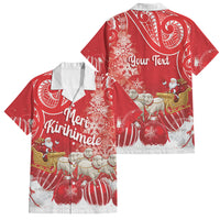 New Zealand Christmas In July Personalised Family Matching Off The Shoulder Long Sleeve Dress and Hawaiian Shirt Funny Santa Sheep Meri Kirihimete Red LT14 Dad's Shirt - Short Sleeve Red - Polynesian Pride