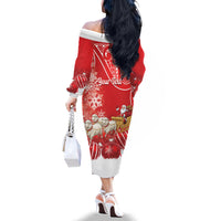 New Zealand Christmas In July Personalised Family Matching Off The Shoulder Long Sleeve Dress and Hawaiian Shirt Funny Santa Sheep Meri Kirihimete Red