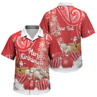 New Zealand Christmas In July Personalised Family Matching Off Shoulder Short Dress and Hawaiian Shirt Funny Santa Sheep Meri Kirihimete Red LT14 Son's Shirt Red - Polynesian Pride