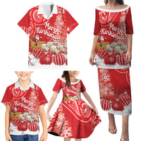 New Zealand Christmas In July Personalised Family Matching Puletasi and Hawaiian Shirt Funny Santa Sheep Meri Kirihimete Red
