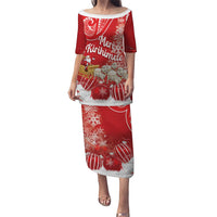 New Zealand Christmas In July Personalised Family Matching Puletasi and Hawaiian Shirt Funny Santa Sheep Meri Kirihimete Red