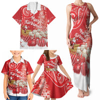 New Zealand Christmas In July Personalised Family Matching Tank Maxi Dress and Hawaiian Shirt Funny Santa Sheep Meri Kirihimete Red LT14 - Polynesian Pride