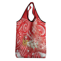 New Zealand Christmas In July Grocery Bag Funny Santa Sheep Meri Kirihimete Red