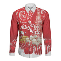 New Zealand Christmas In July Personalised Long Sleeve Button Shirt Funny Santa Sheep Meri Kirihimete Red LT14 Unisex Red - Polynesian Pride