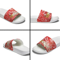 New Zealand Christmas In July Slide Sandals Funny Santa Sheep Meri Kirihimete Red