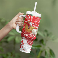 New Zealand Christmas In July Personalised Tumbler With Handle Funny Santa Sheep Meri Kirihimete Red
