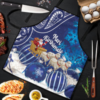 New Zealand Christmas In July Apron Funny Santa Sheep Meri Kirihimete Blue