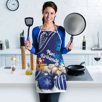 New Zealand Christmas In July Apron Funny Santa Sheep Meri Kirihimete Blue