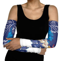 New Zealand Christmas In July Personalised Arm Sleeves Funny Santa Sheep Meri Kirihimete Blue
