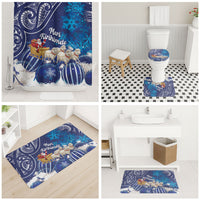 New Zealand Christmas In July Bathroom Set Funny Santa Sheep Meri Kirihimete Blue