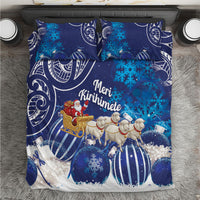 New Zealand Christmas In July Bedding Set Funny Santa Sheep Meri Kirihimete Blue