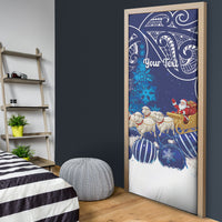 New Zealand Christmas In July Personalised Door Cover Funny Santa Sheep Meri Kirihimete Blue