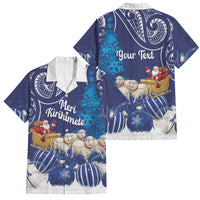 New Zealand Christmas In July Personalised Family Matching Long Sleeve Bodycon Dress and Hawaiian Shirt Funny Santa Sheep Meri Kirihimete Blue LT14 Dad's Shirt - Short Sleeve Blue - Polynesian Pride