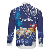 New Zealand Christmas In July Personalised Family Matching Mermaid Dress and Hawaiian Shirt Funny Santa Sheep Meri Kirihimete Blue
