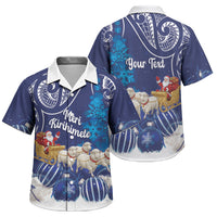 New Zealand Christmas In July Personalised Family Matching Off Shoulder Short Dress and Hawaiian Shirt Funny Santa Sheep Meri Kirihimete Blue LT14 Son's Shirt Blue - Polynesian Pride