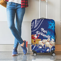 New Zealand Christmas In July Luggage Cover Funny Santa Sheep Meri Kirihimete Blue