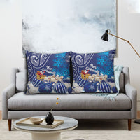 New Zealand Christmas In July Pillow Cover Funny Santa Sheep Meri Kirihimete Blue
