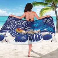 New Zealand Christmas In July Sarong Funny Santa Sheep Meri Kirihimete Blue