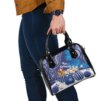 New Zealand Christmas In July Shoulder Handbag Funny Santa Sheep Meri Kirihimete Blue