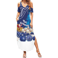 New Zealand Christmas In July Personalised Summer Maxi Dress Funny Santa Sheep Meri Kirihimete Blue