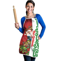 Meri Kirihimete New Zealand Apron Cute Santa NZ Animals and Pohutukawa
