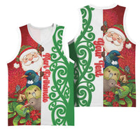 Meri Kirihimete New Zealand Personalised Basketball Jersey Cute Santa NZ Animals and Pohutukawa