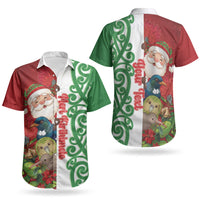 Meri Kirihimete New Zealand Personalised Couples Matching Mermaid Dress and Hawaiian Shirt Cute Santa NZ Animals and Pohutukawa LT14 - Polynesian Pride