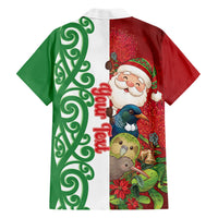 Meri Kirihimete New Zealand Personalised Family Matching Long Sleeve Bodycon Dress and Hawaiian Shirt Cute Santa NZ Animals and Pohutukawa