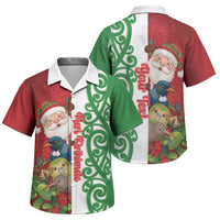 Meri Kirihimete New Zealand Personalised Family Matching Mermaid Dress and Hawaiian Shirt Cute Santa NZ Animals and Pohutukawa LT14 Son's Shirt Red - Polynesian Pride
