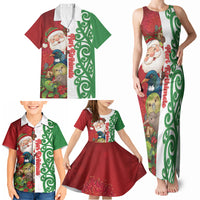 Meri Kirihimete New Zealand Personalised Family Matching Tank Maxi Dress and Hawaiian Shirt Cute Santa NZ Animals and Pohutukawa LT14 - Polynesian Pride