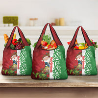 Meri Kirihimete New Zealand Grocery Bag Cute Santa NZ Animals and Pohutukawa