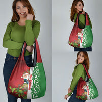 Meri Kirihimete New Zealand Grocery Bag Cute Santa NZ Animals and Pohutukawa