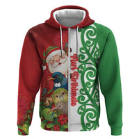 Meri Kirihimete New Zealand Personalised Hoodie Cute Santa NZ Animals and Pohutukawa