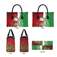 Meri Kirihimete New Zealand Leather Bag Cute Santa NZ Animals and Pohutukawa