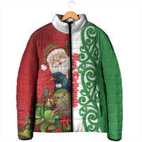 Meri Kirihimete New Zealand Personalised Padded Jacket Cute Santa NZ Animals and Pohutukawa