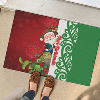 Meri Kirihimete New Zealand Rubber Doormat Cute Santa NZ Animals and Pohutukawa