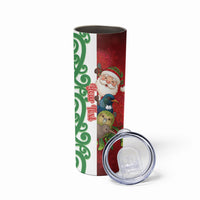 Meri Kirihimete New Zealand Personalised Skinny Tumbler Cute Santa NZ Animals and Pohutukawa