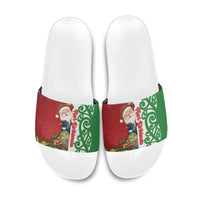 Meri Kirihimete New Zealand Slide Sandals Cute Santa NZ Animals and Pohutukawa