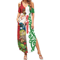 Meri Kirihimete New Zealand Personalised Summer Maxi Dress Cute Santa NZ Animals and Pohutukawa