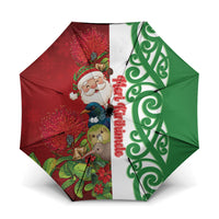 Meri Kirihimete New Zealand Umbrella Cute Santa NZ Animals and Pohutukawa