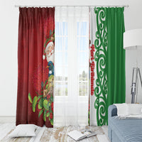 Meri Kirihimete New Zealand Window Curtain Cute Santa NZ Animals and Pohutukawa