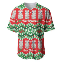 New Zealand Christmas In July Baseball Jersey Meri Kirihimete Hei Tiki Taniko Motifs Seamless