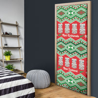 New Zealand Christmas In July Door Cover Meri Kirihimete Hei Tiki Taniko Motifs Seamless