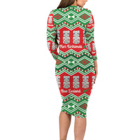 New Zealand Christmas In July Family Matching Long Sleeve Bodycon Dress and Hawaiian Shirt Meri Kirihimete Hei Tiki Taniko Motifs Seamless