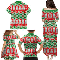 New Zealand Christmas In July Family Matching Puletasi and Hawaiian Shirt Meri Kirihimete Hei Tiki Taniko Motifs Seamless