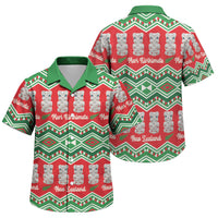 New Zealand Christmas In July Family Matching Puletasi and Hawaiian Shirt Meri Kirihimete Hei Tiki Taniko Motifs Seamless LT14 Son's Shirt Red - Polynesian Pride