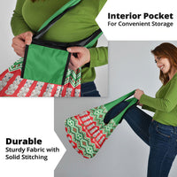 New Zealand Christmas In July Grocery Bag Meri Kirihimete Hei Tiki Taniko Motifs Seamless