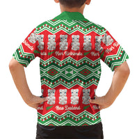New Zealand Christmas In July Kid Hawaiian Shirt Meri Kirihimete Hei Tiki Taniko Motifs Seamless