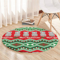 New Zealand Christmas In July Round Carpet Meri Kirihimete Hei Tiki Taniko Motifs Seamless